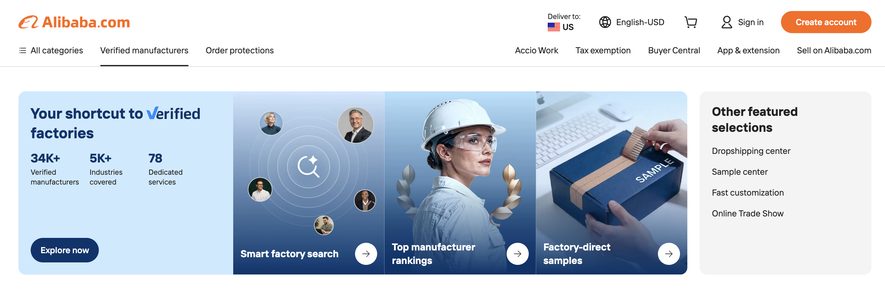 Alibaba.com verified suppliers page